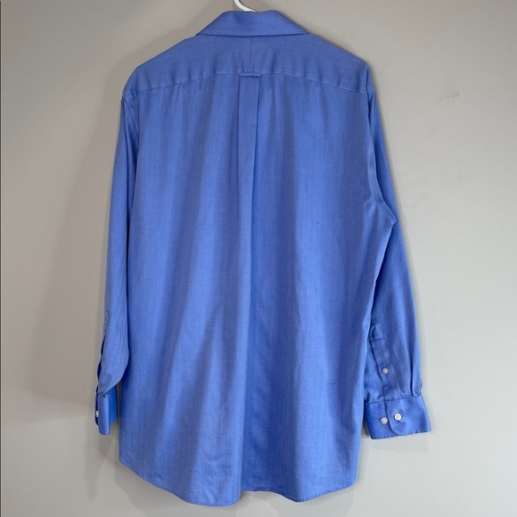 Kirkland Signature Mens Herringbone Non Iron  Button-Down Shirt Oxford Blue 16.5 - Picture 11 of 14